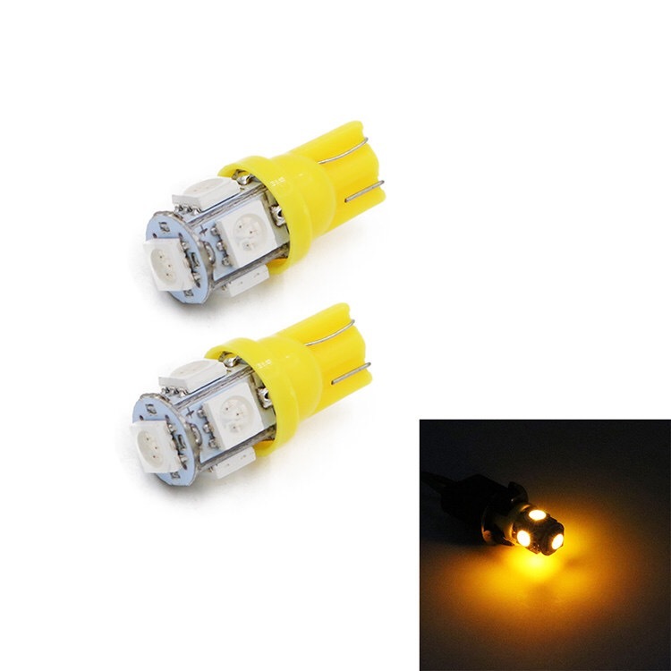 ไฟหรี่ LED T10 5SMD สีเหลือง 2หลอด (ไม่รวมค่าส่ง)