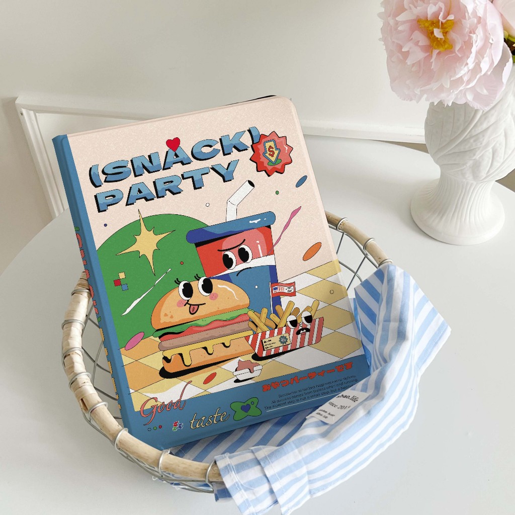 จัดส่งทันที เคสไอแพด น่ารัก แฮมเบอร์เกอร์ pro11 2024 air6 gen9/8 SNACK PARTY เคสipad air4/5 mini7