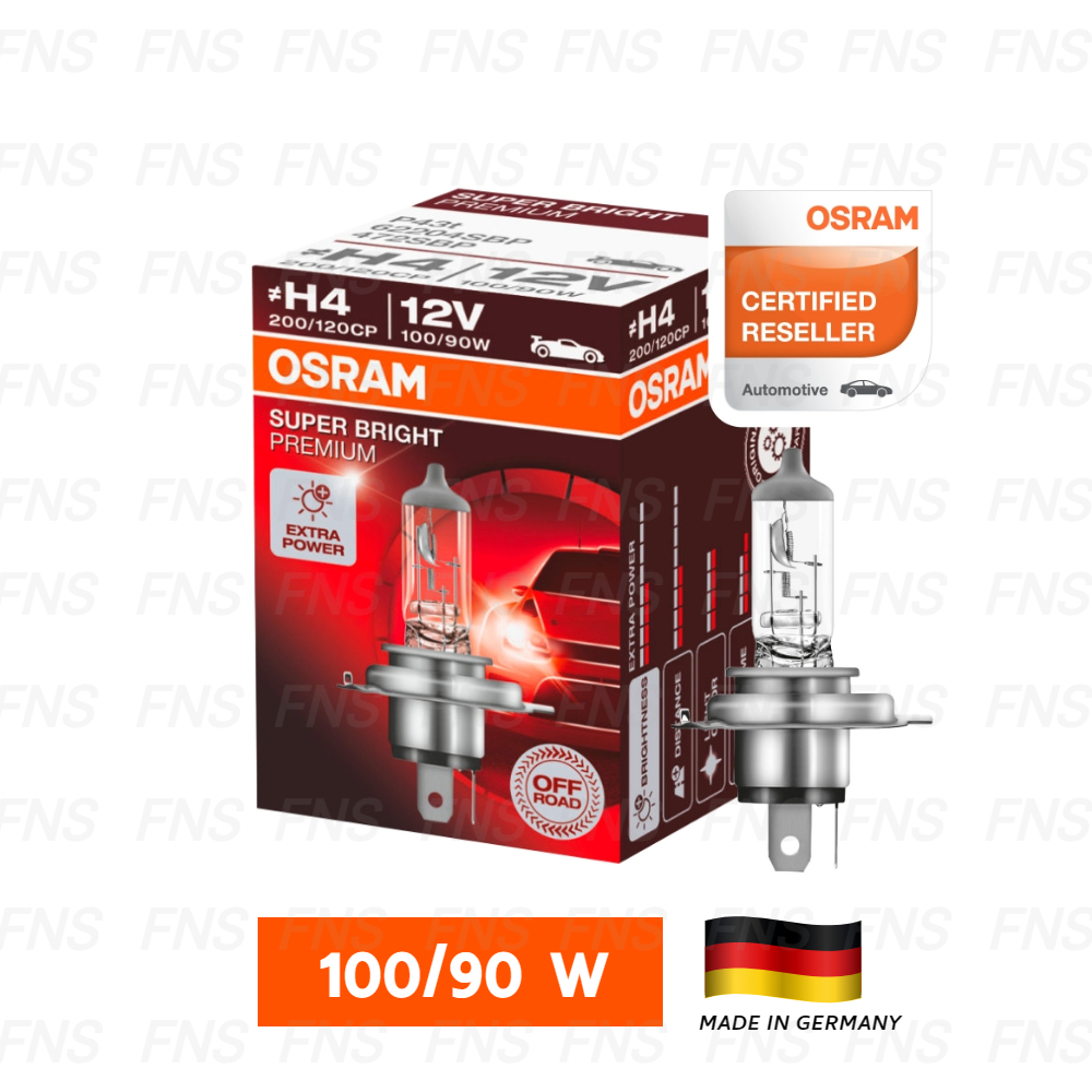 Osram H4 Super Rallye หลอดไฟหน้า made in germany ฮาโลเจน 100w / 90W สูง/ต่ำ 12V 1หลอด