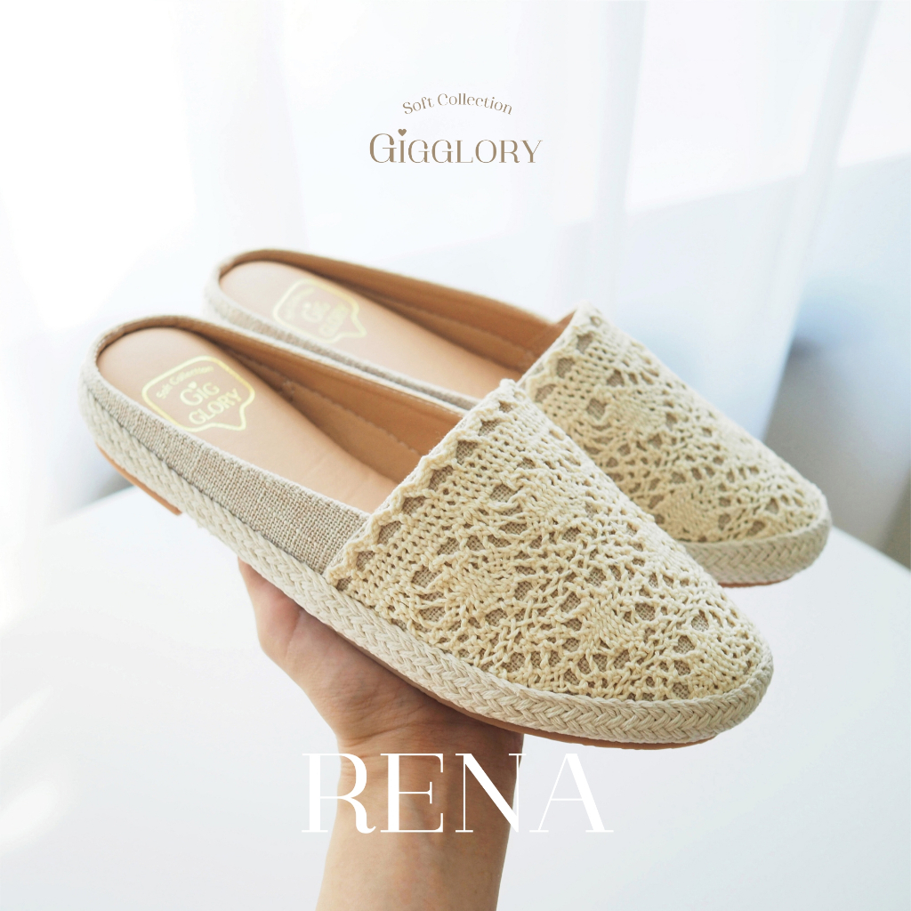 🌷 Gigglory Rena ♡ รองเท้าลูกไม้เปิดส้น พื้นยางคุณภาพดี