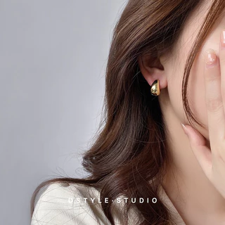 C21-22 ต่างหูหนีบคลิปหนีบโลหะรูปหยดน้ำวินเทจ