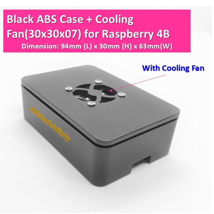 Black ABS Case With Cooling Fan(30x30x07) for Raspberry Pi 4B (สต๊อกไทย)