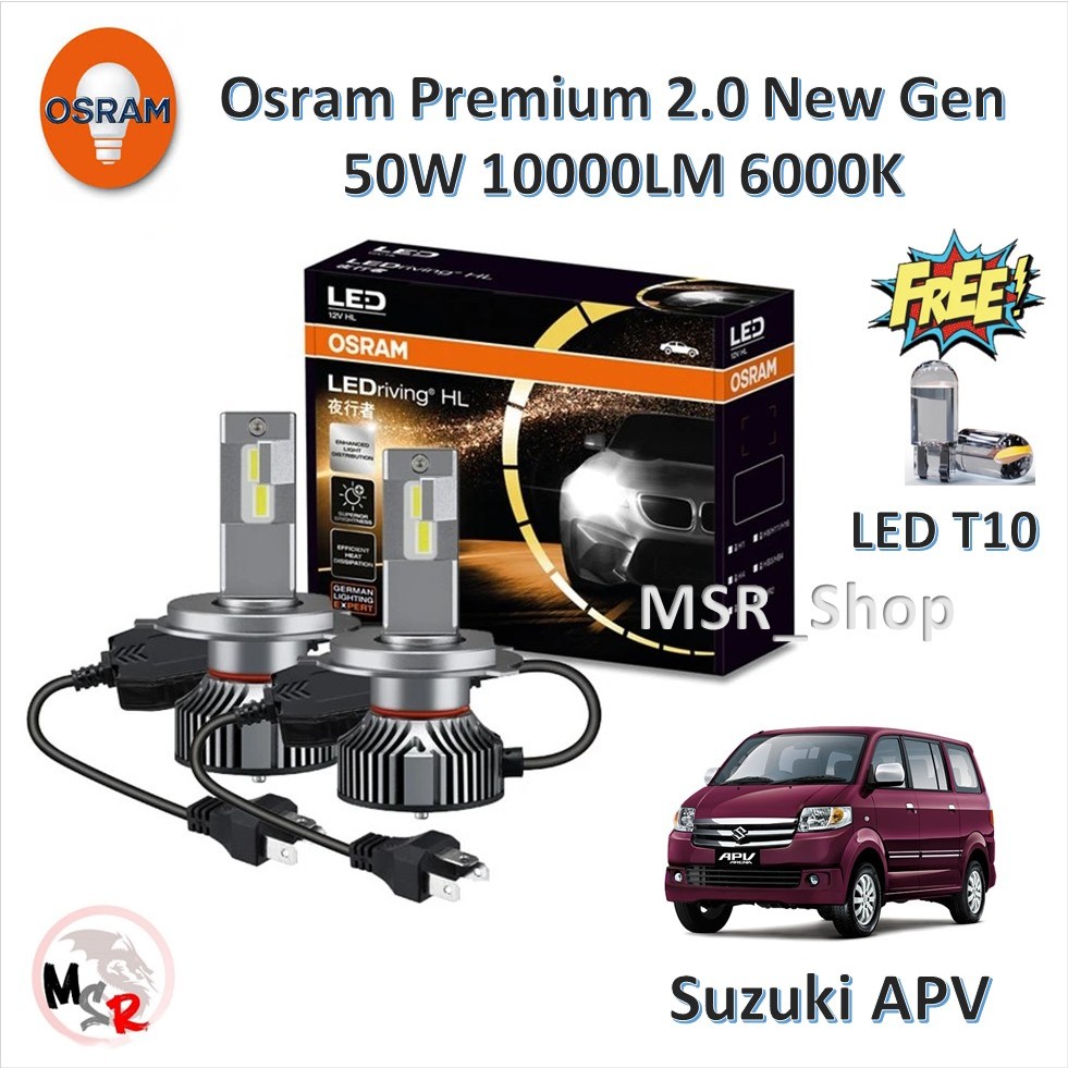Osram หลอดไฟหน้ารถยนต์ Premium 2.0 New Gen LED 10000lm 50W 6000K Suzuki APV แถมฟรี LED T10 จัดส่งฟรี