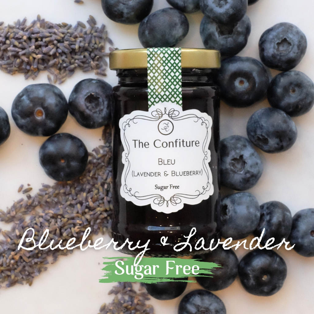 [ไม่มีน้ำตาล] แยมบลูเบอร์รี่ผสมลาเวนเดอร์ Bleu (Blueberry & Lavender) 125 กรัม - The Confiture