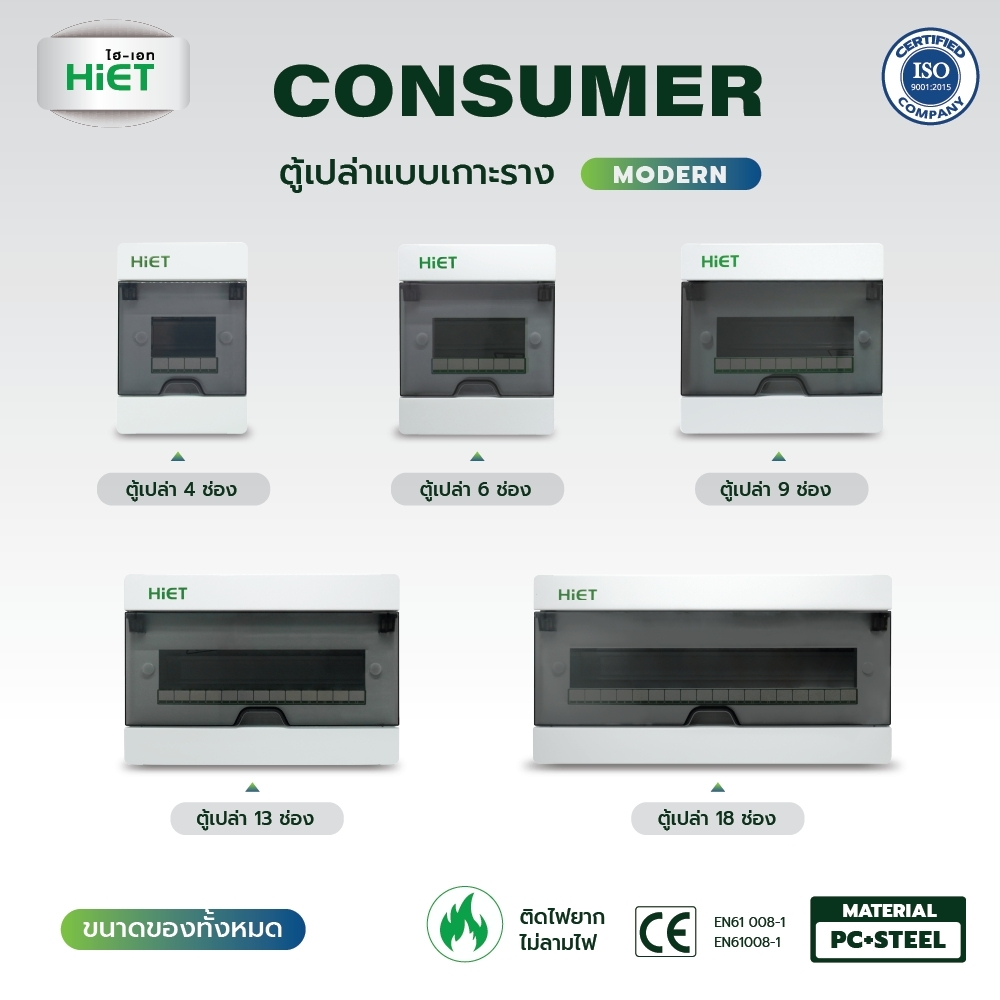 HIET ตู้เปล่า Consumer ตู้เปล่าแบบเกาะราง รุ่น Modern 4/6/9/13/18P