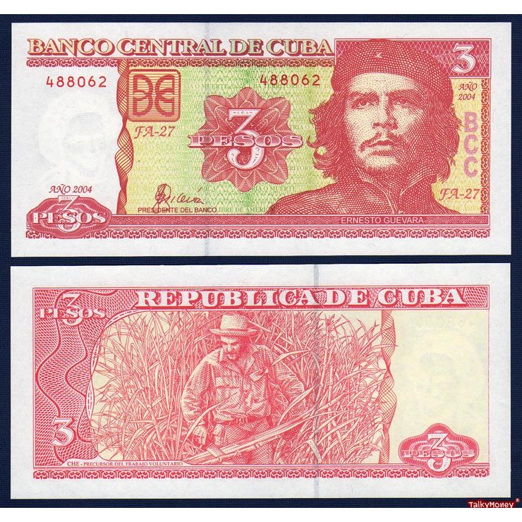 ธนบัตร คิวบา CUBA เช กูวาร่า Che Guevara 3 เปโซ ปี 2005 P-127 สภาพใหม่เอี่ยม 100% UNC สำหรับสะสมและที่ระลึก