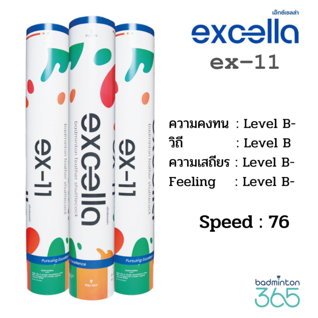 ของแท้ส่งไว ลูกแบดมินตัน EXCELLA EX-11 ลูกแบดขนเป็ด สำหรับมือใหม่ ตีง่าย น้ำหนักเบา Speed 76