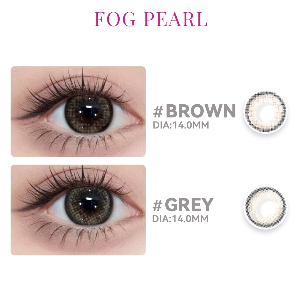 MIDROO🌈 คอนแทคเลนส์ คอนแทคเลนส์ สียอดนิยม บิ๊กอาย FOG PEARL 1คู่- 14.0mm