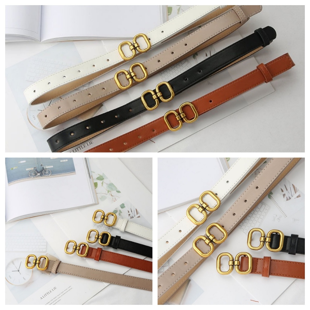 พร้อมส่ง เข็มขัดสไตล์เรียบง่าย สไตล์เกาหลี แฟชั่นสำหรับผู้หญิง เข็มขัดหนังPU （ P74 ）
