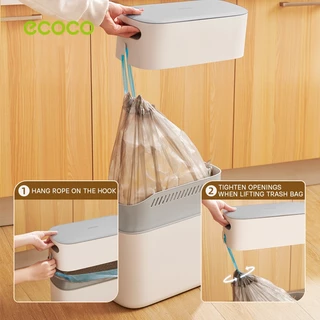 [พร้อมส่ง]ECOCO ถังขยะ 8 ลิตร 12 ลิตร ถังขยะในห้องน้ำ ในตัวสองชั้น เปิดเพียงคลิกเดียว ถุงขยะ