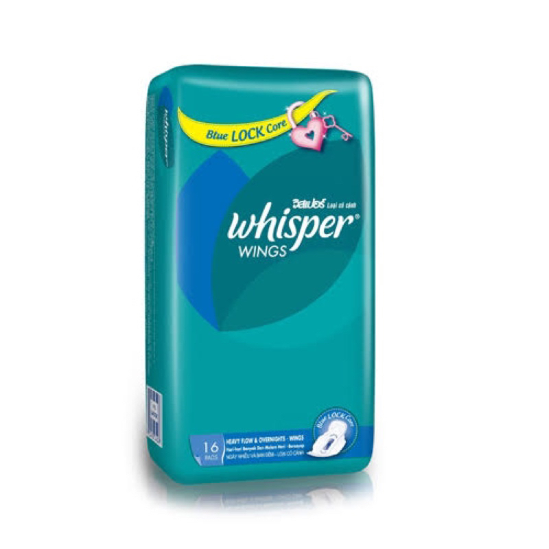 Whisper heavy flow & overnight wings 16pcs ผ้าอนามัยมีปีก กลางคืน