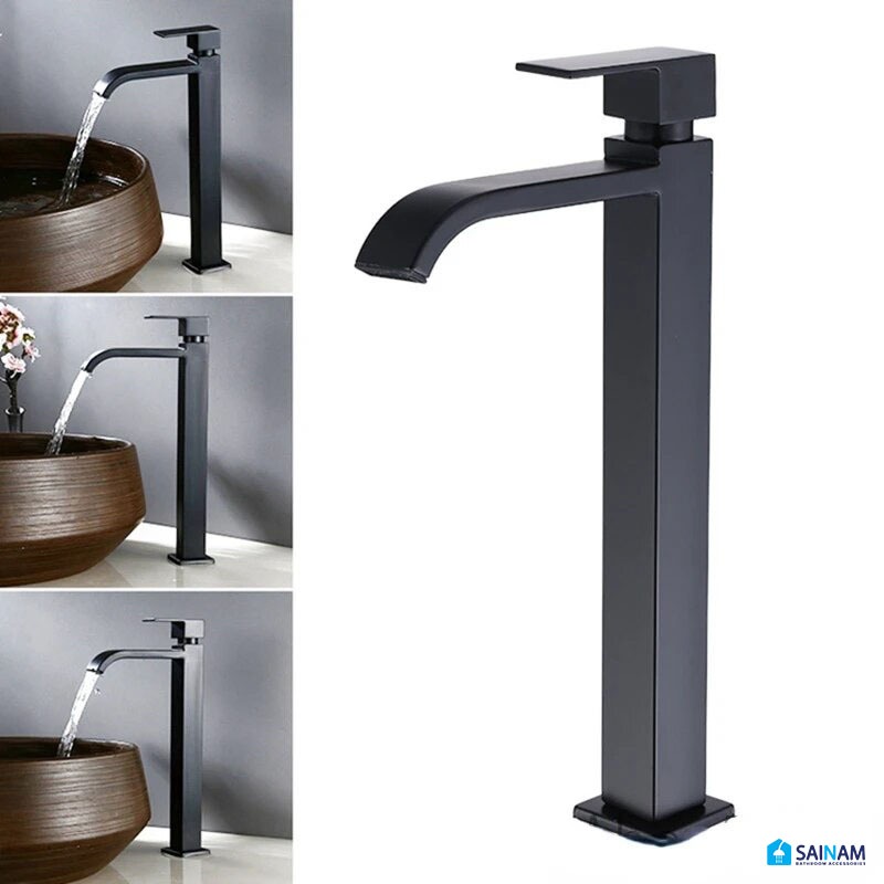 🇹🇭ส่งไวจากไทย [มอก.แท้] #SUS304 SAINAM ก๊อกอ่างทรงสูง ก๊อกอ่างสูงสีดำ ทำจากสแตนเลส304 แกนวาล์วทองเหลือง ลดรั่ว-ซึม ทนทาน - รูปที่ 2