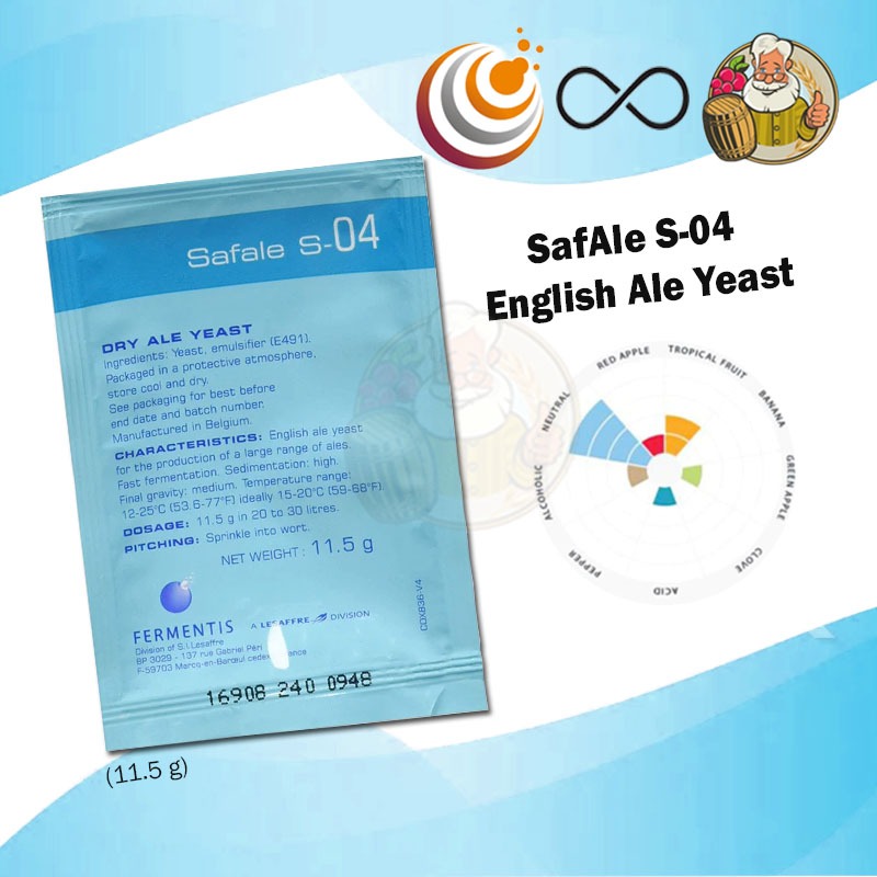 ยีสต์ หมักเบียร ทำเบียร์ (Yeast) - SafAle™ S-04 – Fermentis