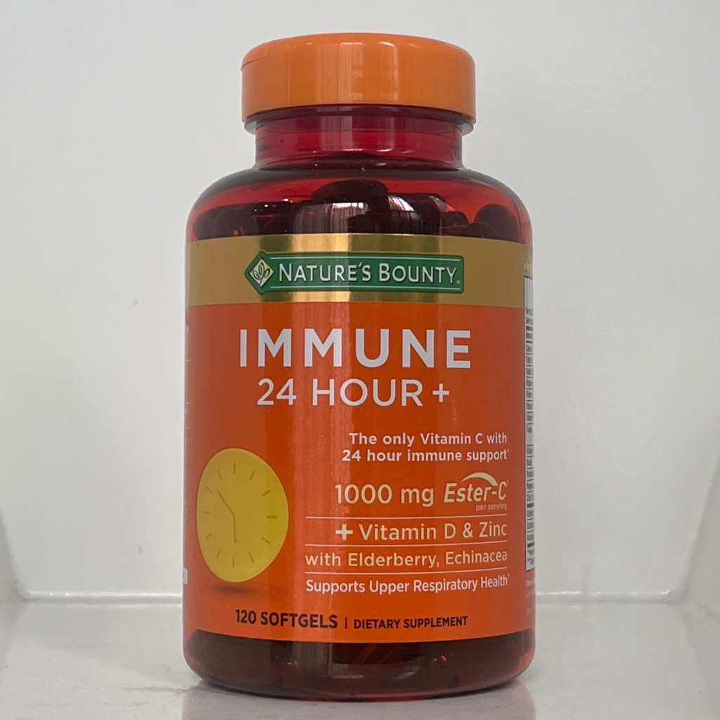 Nature's Bounty Immune 24hr Vitamin C 1000mg Ester C 120softgels เสริมภูมิต้านทานของร่างกาย ลดภูมิแพ้ และหวัด
