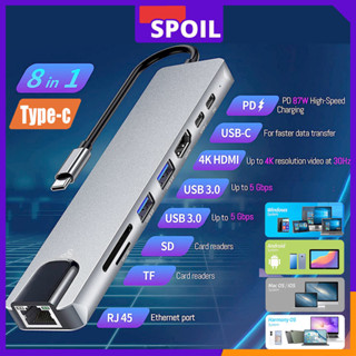 พร้อมส่ง 8-in-1 อะแดปเตอร์ฮับการ์ดรีดเดอร์ USB Type-C Hub 4K…