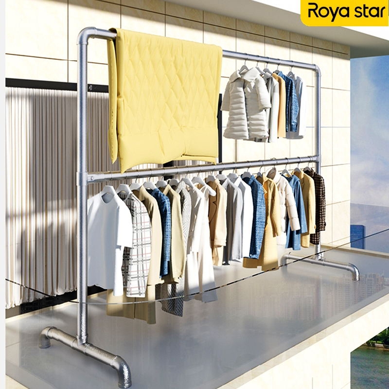 ROYALSTAR ราวตากผ้า ท่อเหล็ก สองชั้น120/160/180/200cm ท่อเหล็กหนาขึ้นมั่นคงไม่เขย่าแข็งแรงทนทาน คุ้มๆ ราวตากผ้าสแตนเลส