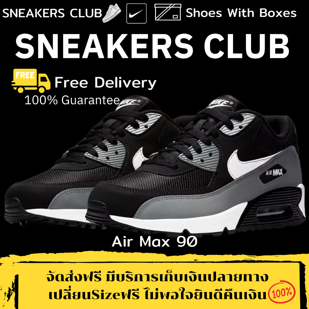 รองเท้า Air Max 90 Essential Black White Size36-45 Sneakers รองเท้าแฟชั่นยอดนิยม