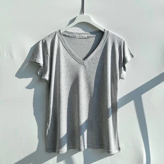 S6 เสื้อยืด คอวี ผ้าสลาฟ สาวอวบ รอบอก 38-44