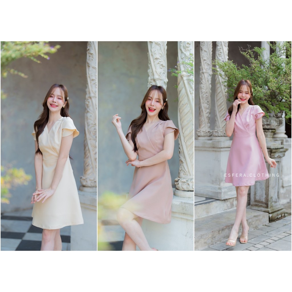 DR084-1 Corolla Minimal Dress เดรสน่ารัก (สี/ไซส์ให้เลือก) | สั่งทาง Live&vdo ลด 100