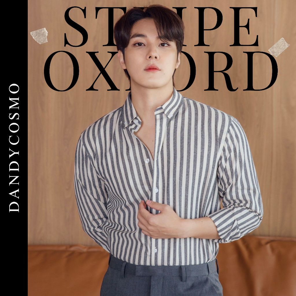 DANDY COSMO | [3สี]เสื้อเชิร์ต Oxford Shirt รุ่น ลายทาง-ใหญ่