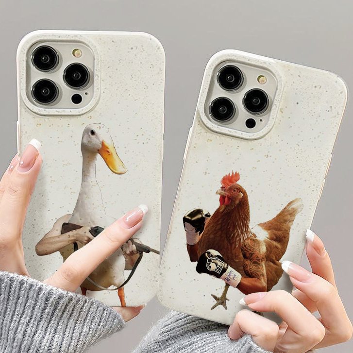 สำหรับ iPhone 11 13 For เคสไอโฟน14 15 12 Pro Max X XS XR 6 7 8 14 15 Plus 12 13MINI น่ารัก ตลก ห่านและไก่ รุ่น เคส FUNNY