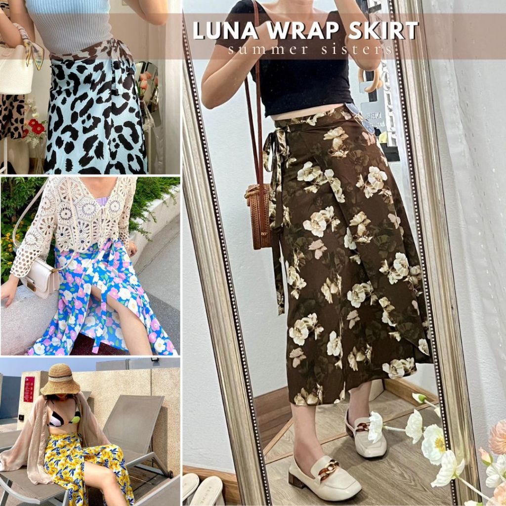 Luna​ wrap​ skirt​ -​ กระโปรงผูกเอว ลายสวยๆ ฟรีไซส์ ผูกได้ตามสัดส่วนลูกค้า