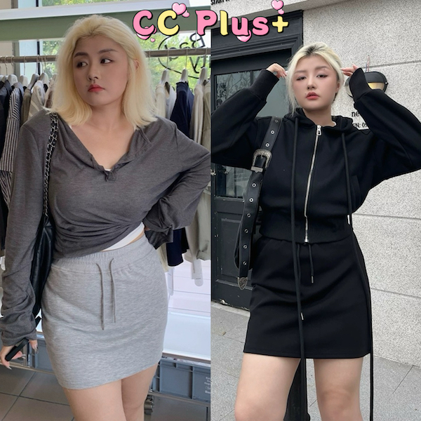CiCi Plus+(New833)กระโปรงสั้นผ้าไหมพรมเอวสม๊อก มีซับด้านใน กระเป๋าสามารถใช้งานได้จริง สไตล์เกาหลี เหมาะสำหรับสาวพลัสไซส