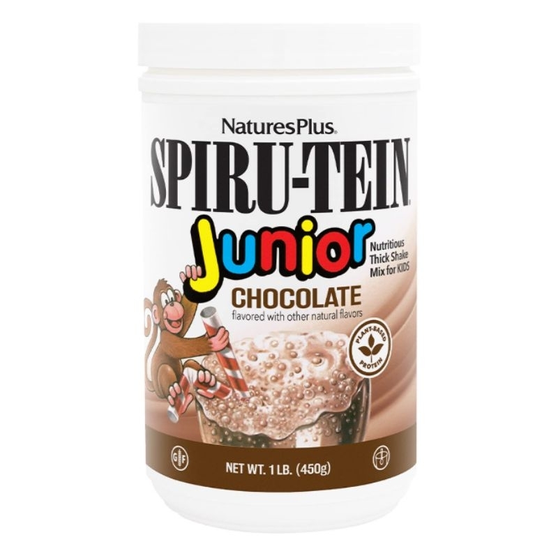 NaturesPlus SPIRU TEIN Junior Shake For Kids Chocolate Spirulina Protein Powder Whole Food Plant Bas