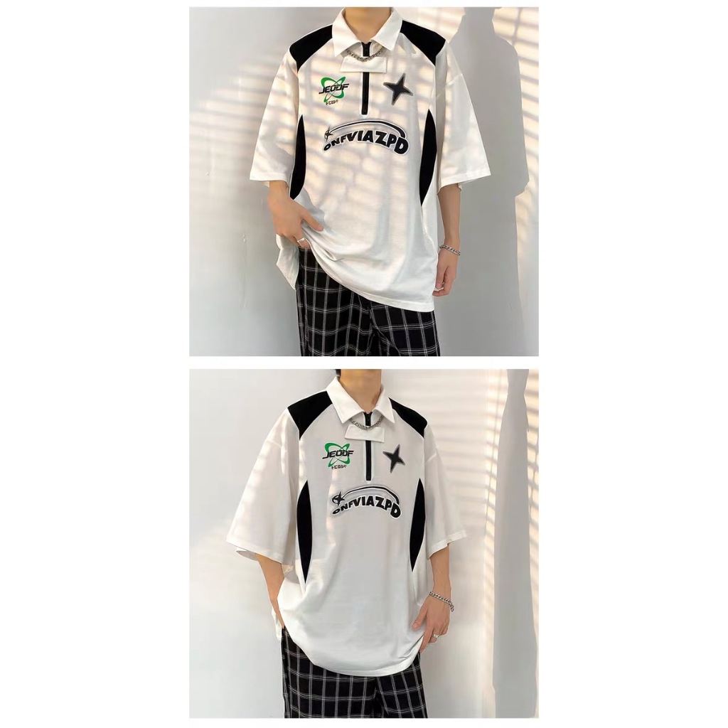 เสื้อยืดโปโล Polo shirt คอปก ทรงหลวม ผู้ชาย ใส่สบาย