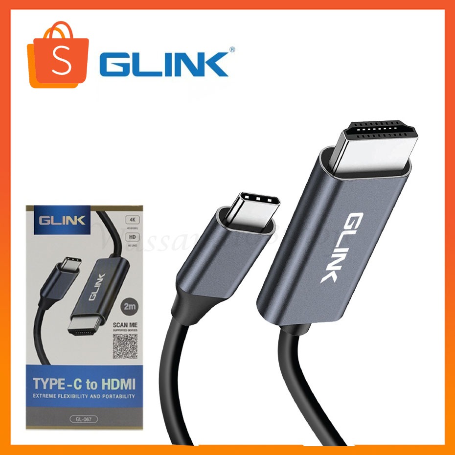 Glink GL-055 Cable TYPE-C TO HDMI 4K 2M สายแปลงต่อสมาร์ทโฟนออกจอทีวี