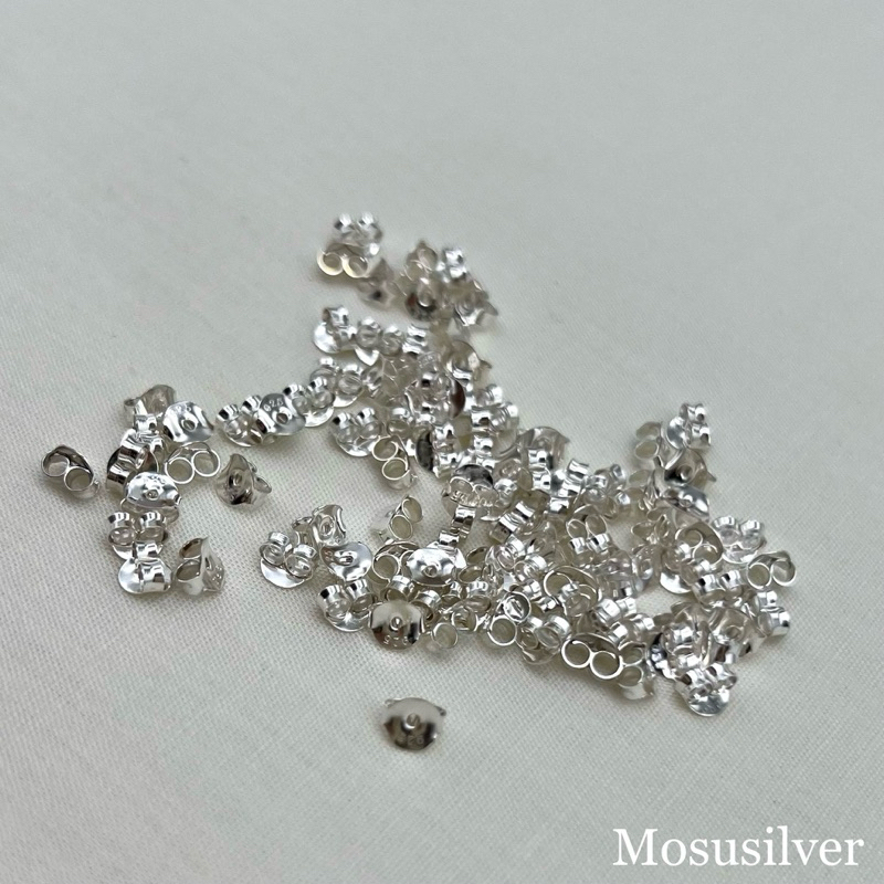 Mosusilver แป้นต่างหูเงินแท้ มีตราประทับ silver925
