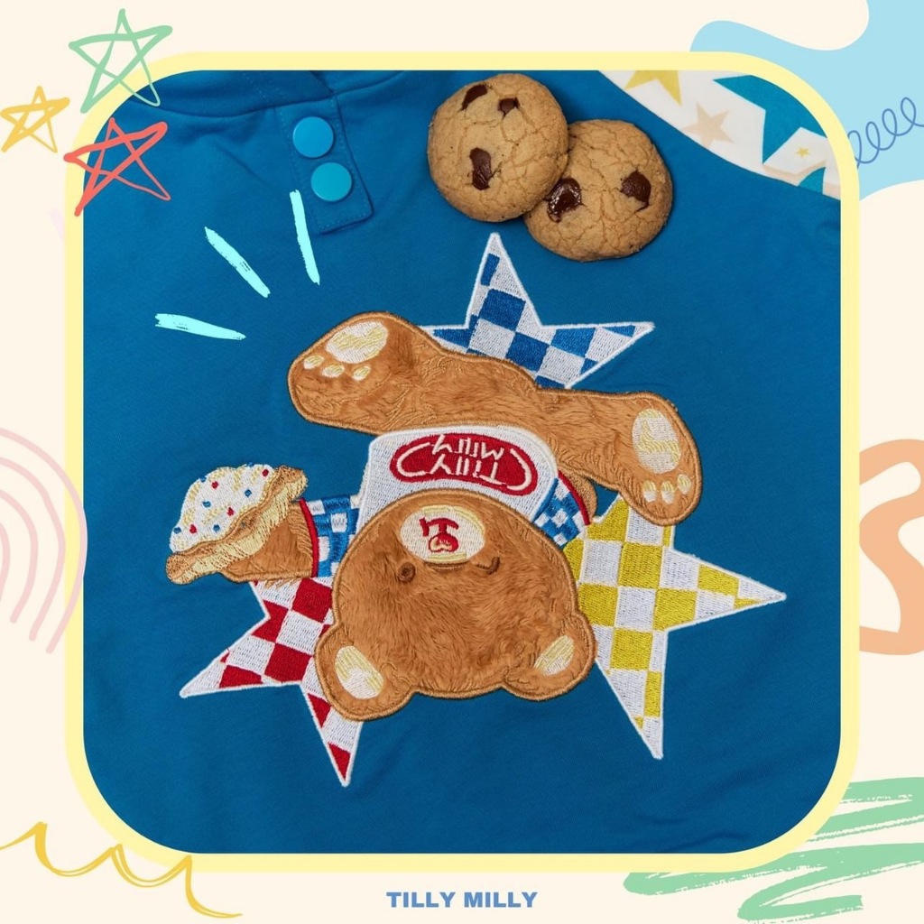 Tilly Milly รุ่น JUNG ชุดฮู๊ดเด็กเสื้อเเขนสั้นกางเกงขาสั้น Look1-hey! baker bear - รูปที่ 3