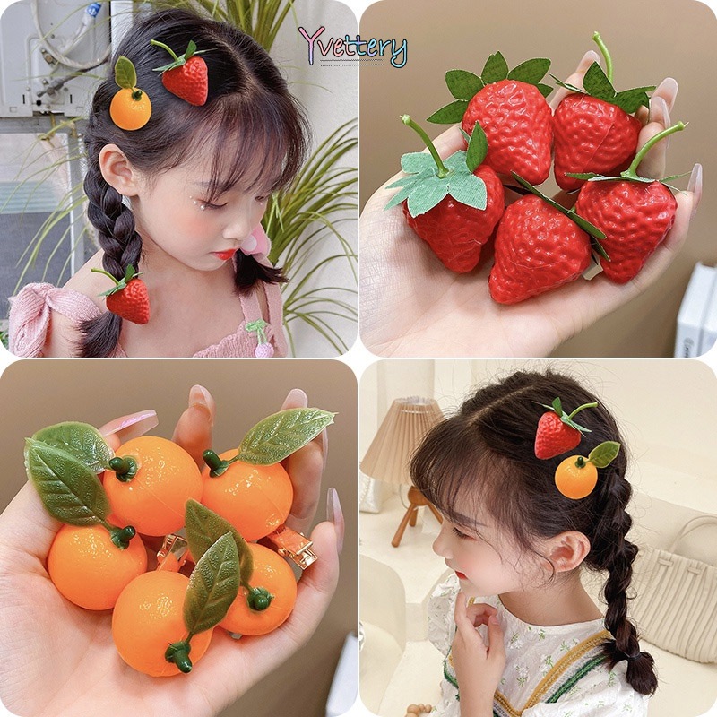 ร้านค้าไทย 1บาทกิ๊ฟติดผมผลไม้สตรอเบอร์รี่ความคิดสร้างสรรค์3Dรูปปากเป็ดกิ๊บติดผมน่ารัความน่าสนใจเด็กผู้หญิงเด็ก.COD