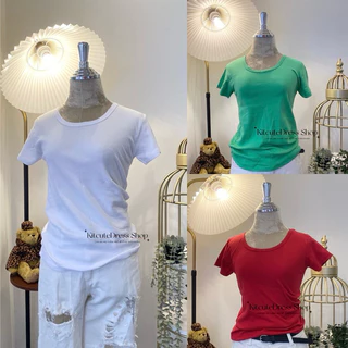 เสื้อยืดคอกลม ผ้าคอตตอนผสม อก30-34" ผ้านุ่มใส่สบาย แฟชั่นสไตล์เกาหลี มีเก็บปลายทาง