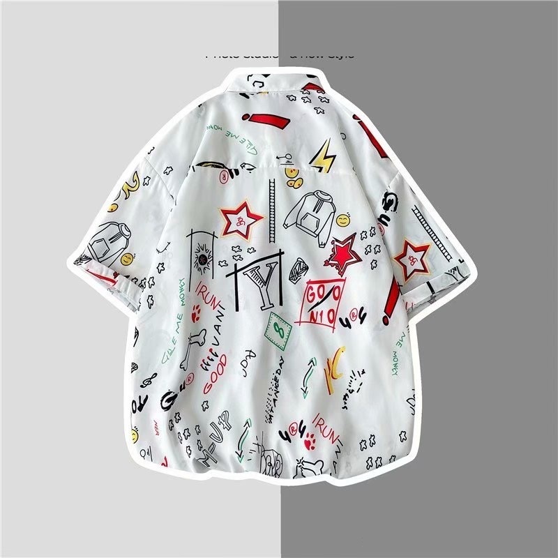 aililai1688 เสื้อเชิ้ตทรงหลวมฤดูร้อน วินเทจแขนสั้นสบายตัวมาก พิมพิ์ลายดอกไม้ สำหรับผู้ชายแขนสั้น ราคา ถูกที่สุด ดีลบีเคเค แกลเลอรีภาพที่ 5