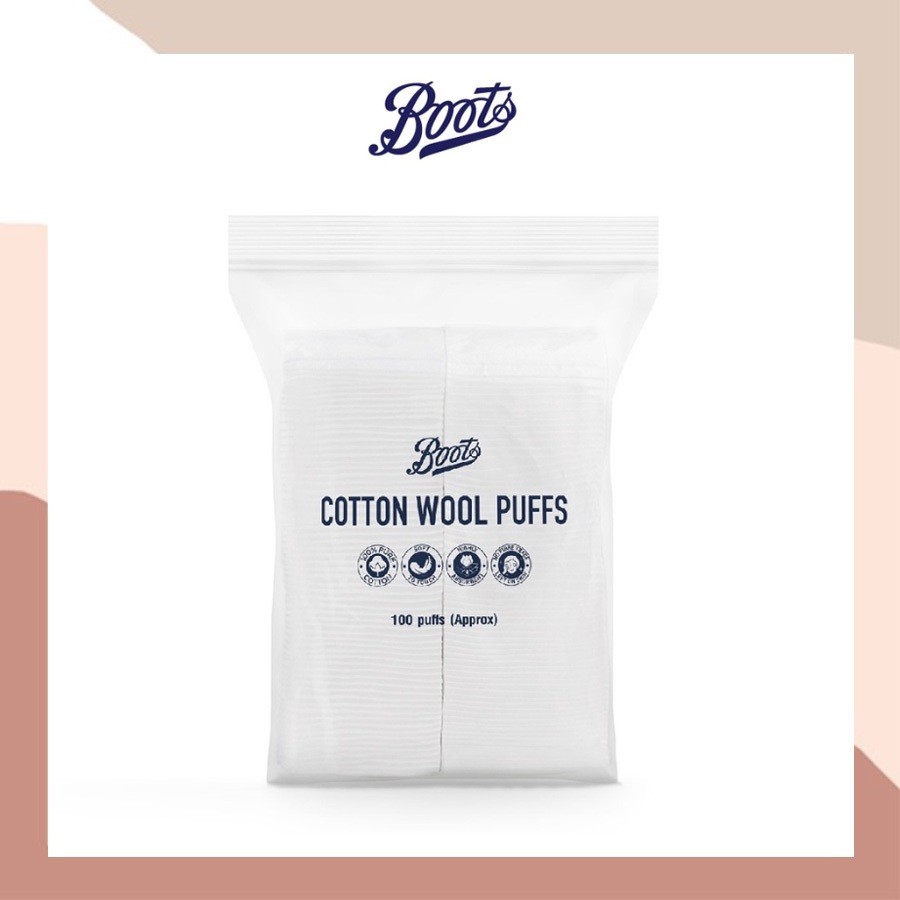 💢ส่งไวมาก💢 BOOTS COTTON WOOL PUFFS บู๊ทส์ คอทเทิน วูล พัฟส์ สำลี 100 แผ่น