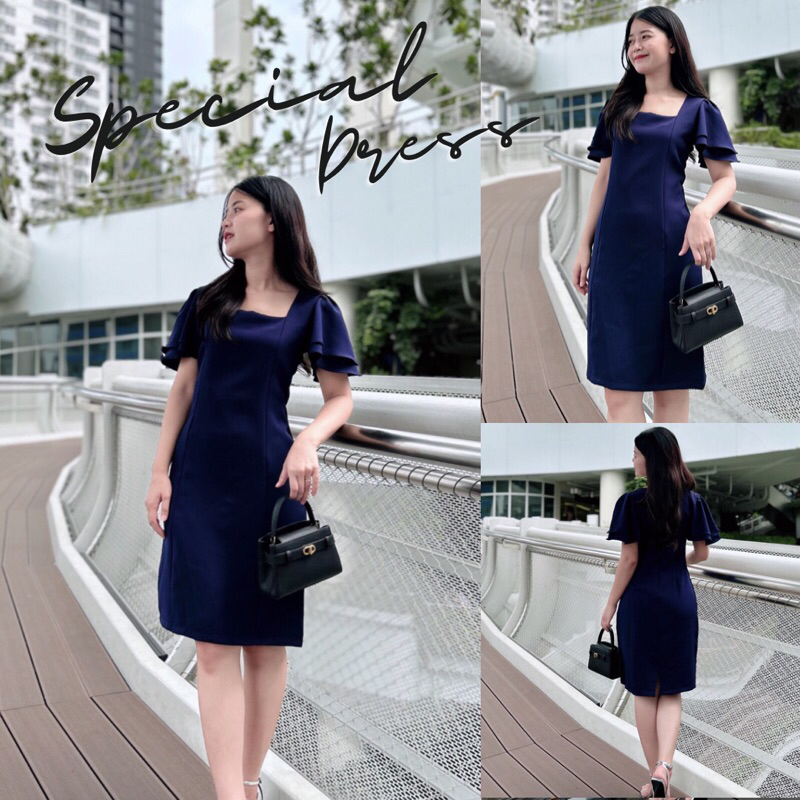 Special Dress ชุดเดรสแขนกระดิ่ง ใส่ออกงาน หรือ ใส่ทำงานได้ - BSR C.