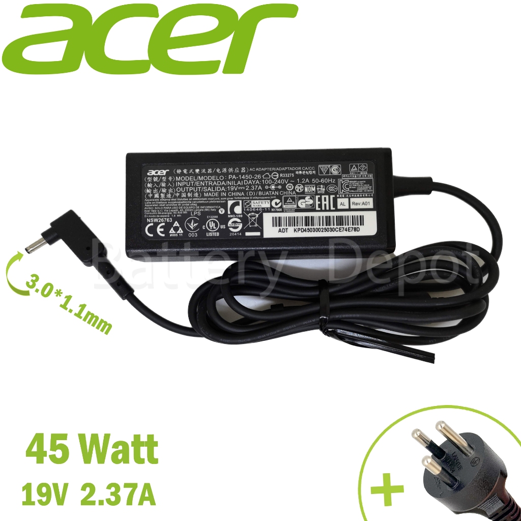 Acer Adapter ของแท้ Acer Aspire 3 A314-22, A314-35, Aspire 3 A315-510P 45W 3.0 สายชาร์จ Acer, อะแดปเตอร์