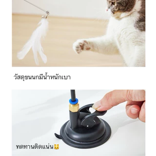 AL-801 ไม้ตกแมวขนนกติดพื้น ของเล่นแมว มีกระดิ่ง ก้านยาว แบบปุ่มดูดสุญญากาศ ถอดออกได้ ราคาถูก พร้อมส่ง🐱🐱