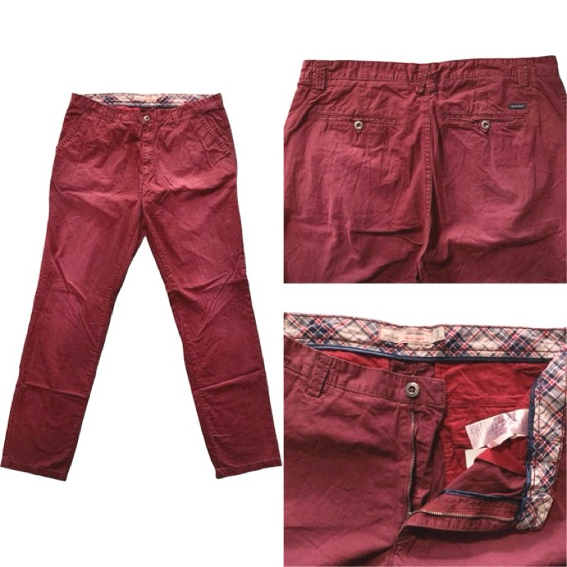 aberdeen CHINO DANTS JE19 กางเกงขาวยาว ผู้ชาย สีแดงเลือดหมู EUR48 37x33 มีตัวเดียวเท่านั้น❗️