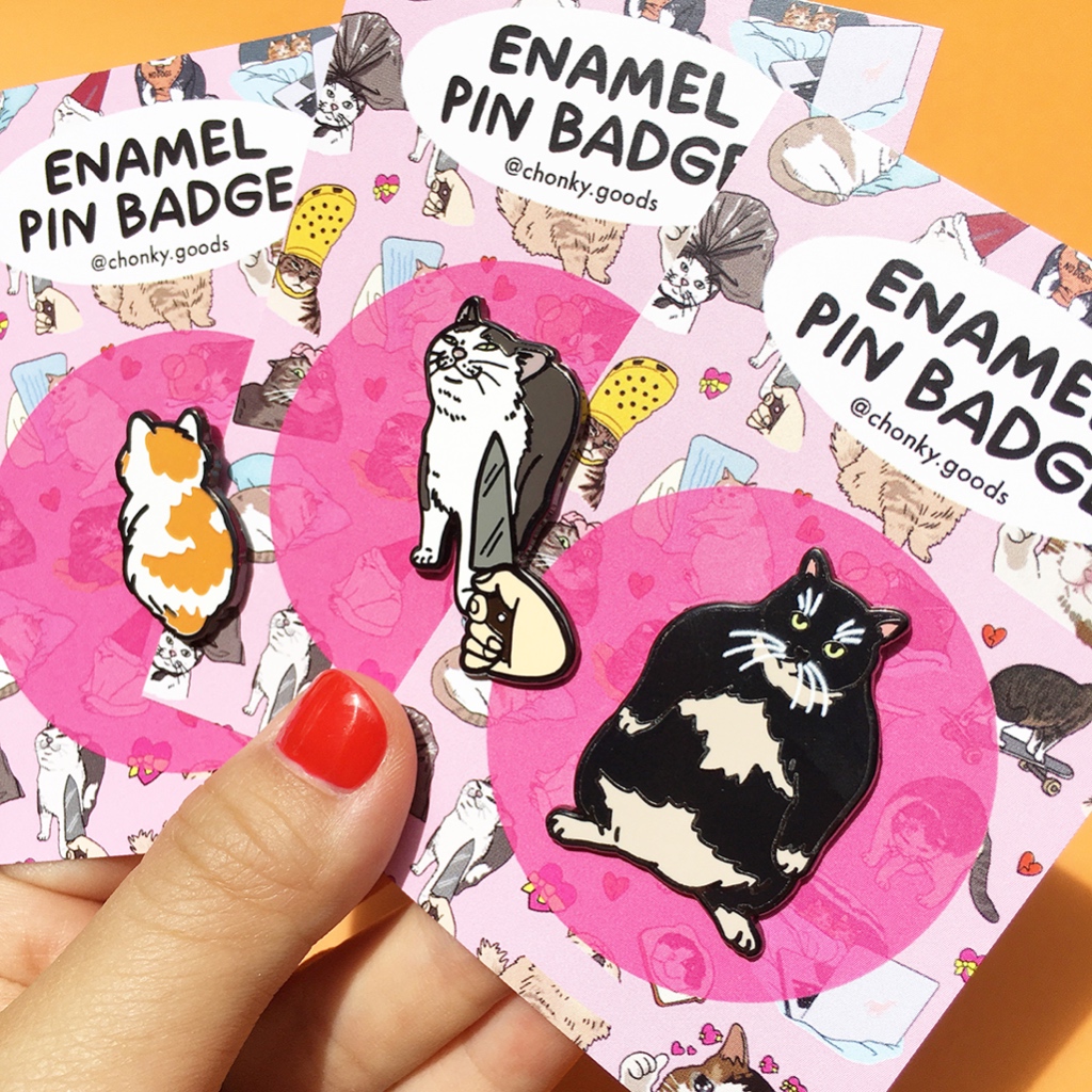 เข็มกลัด แมว มีม พิน Original Funny Cat Meme Enamel Pins | Knife Cat | Sad Cat | Croc Cat | Crying C