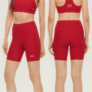 Holly Ribbed Biker Shorts (Red Ribbon) - The Flos Club