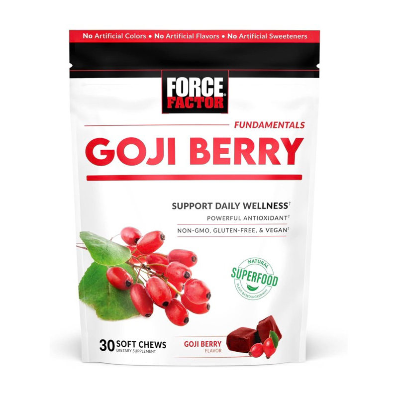 โกจิเบอรี่ FORCE FACTOR Goji Berry Soft Chews Superfood Antioxidants Supplement to Support Healthy Eyes and Skin,