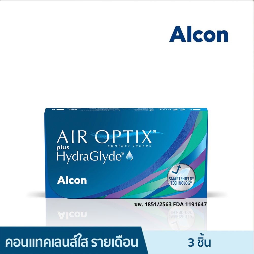 Alcon คอนแทคเลนส์ใส รายเดือน ออลคอน รุ่น Air Optix Plus Hydraglyde P3 จำนวน/กล่อง 3 ชิ้น