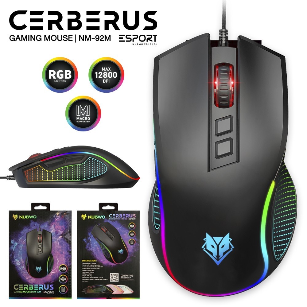Nubwoเมาส์มาโครของแท้ รับประกัน 1 NM-92M Gaming Mouse เมาส์เกมมิ่ง เมาส์มาโคร  ของแท้ รับประกัน 1 ปี