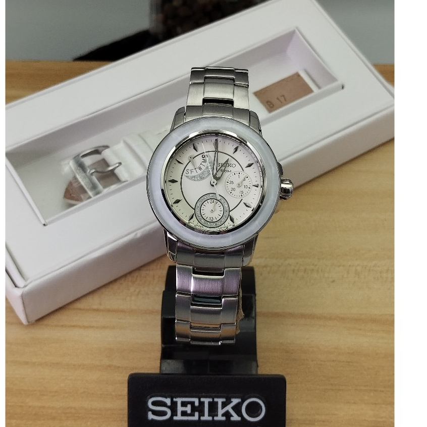 นาฬิกาผู้หญิง SEIKO Criteria limited รุ่น SPA793 ทั่วโลกผลิตแค่ 650 เรือน สัปดาห์-วันที่  *แถมสายหนังสีขาว