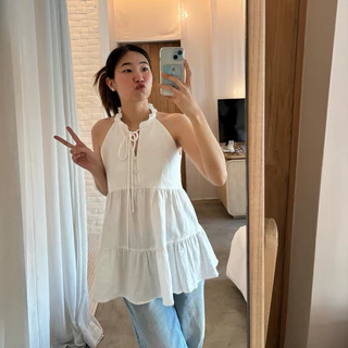 Hachi blouse 🫧 เสื้อแขนกุดคอระบาย (beamed.bkk)