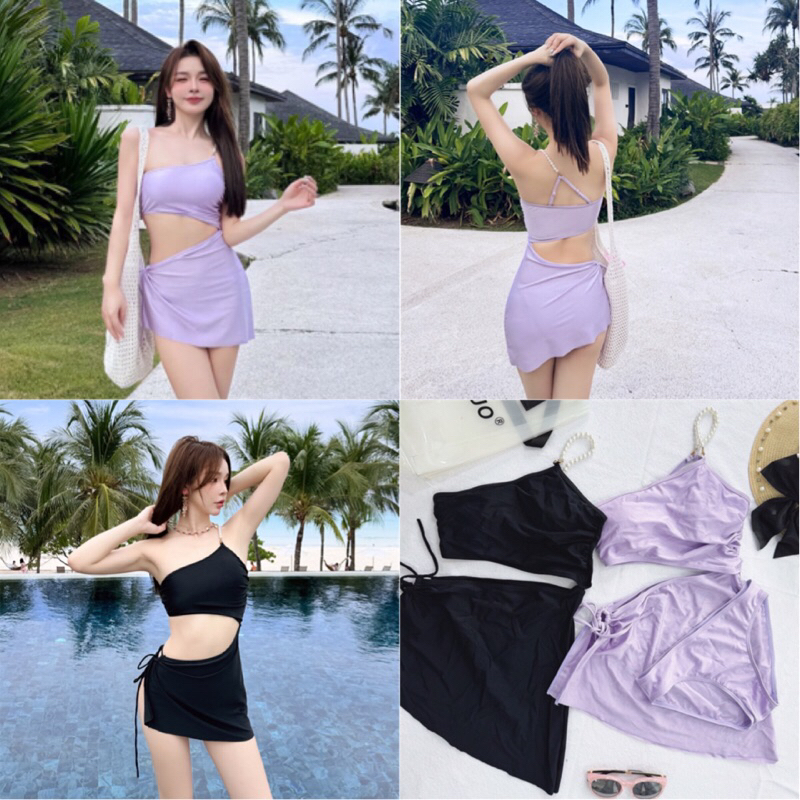 (พร้อมส่งที่ไทย) Little Pearl Onepiece (ได้2ชิ้น) กระโปรง+กางเกงด้านใน