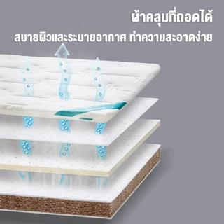 Beige🛒ที่นอนเด็ก ที่นอนเด็กแรกเกิด แกนในใยมะพร้าวธรรมชาติ ที่นอนเด็กแบบพกพา โครงสร้างสามชั้นหลับสบาย