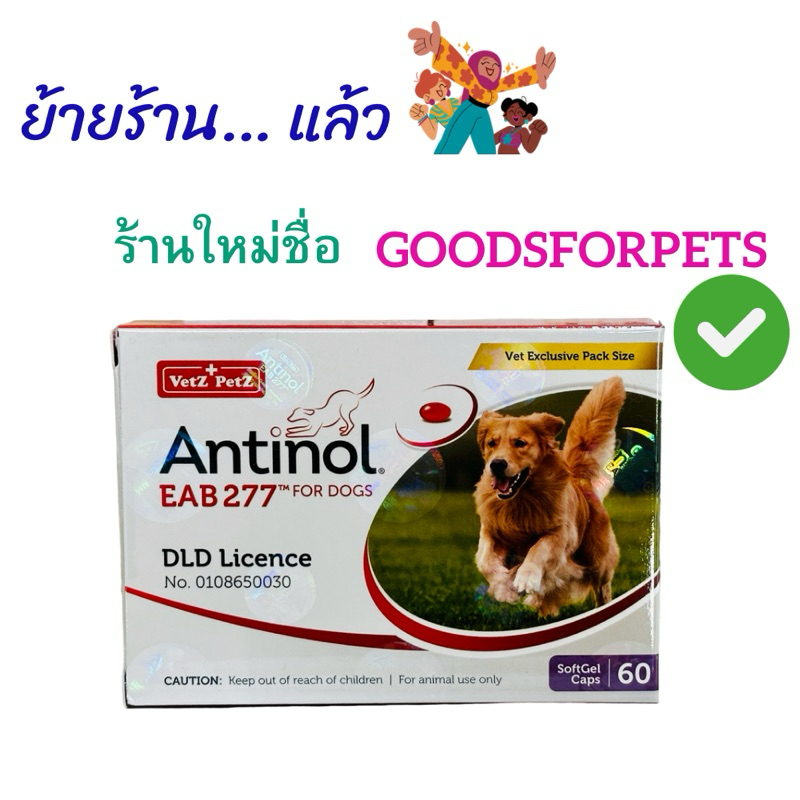 Antinol EAB277 สุนัข  แพ็คเกจใหม่ ของแท้ 100% อาหารเสริม บำรุงข้อ ลดอักเสบ